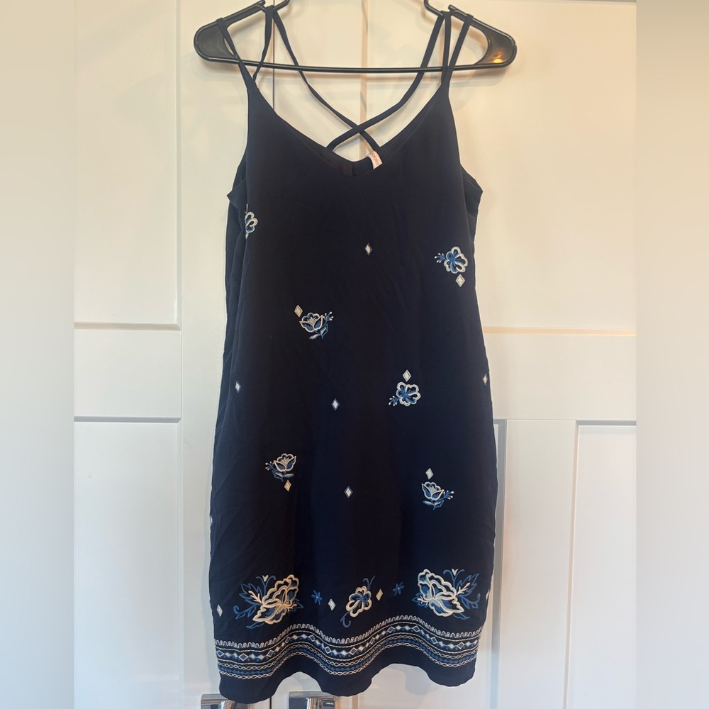 Xhilaration Navy Blue Floral Mini Dress